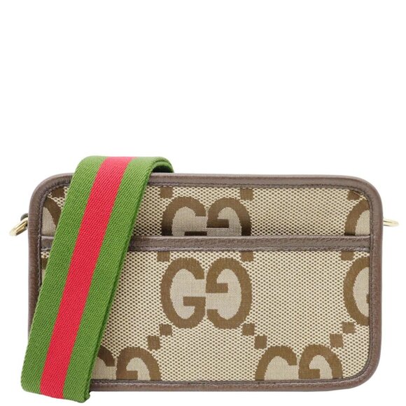 Gucci  Mini Jumbo GG Canvas Crossbody Bag Beige 696075 - Picture 1 of 12